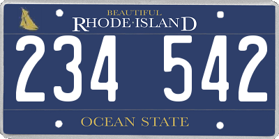 RI license plate 234542