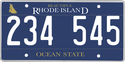 RI license plate 234545