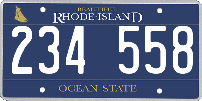 RI license plate 234558