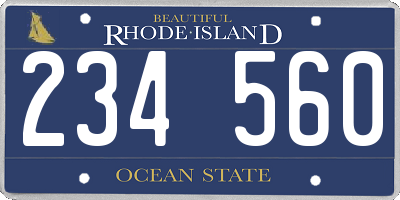 RI license plate 234560