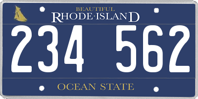 RI license plate 234562