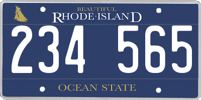 RI license plate 234565