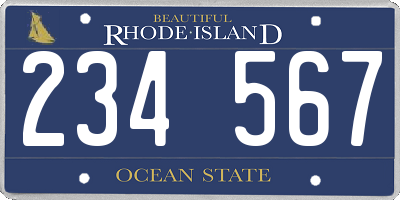 RI license plate 234567