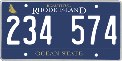 RI license plate 234574