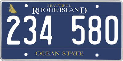 RI license plate 234580