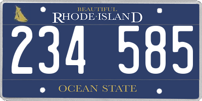 RI license plate 234585