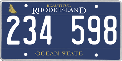 RI license plate 234598
