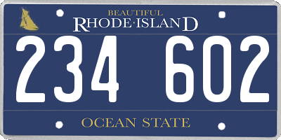 RI license plate 234602