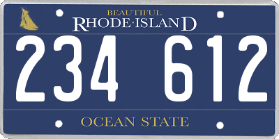 RI license plate 234612
