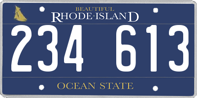 RI license plate 234613