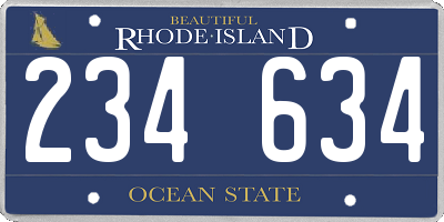 RI license plate 234634