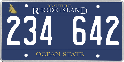 RI license plate 234642