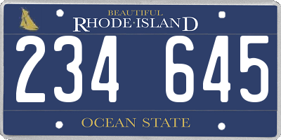 RI license plate 234645