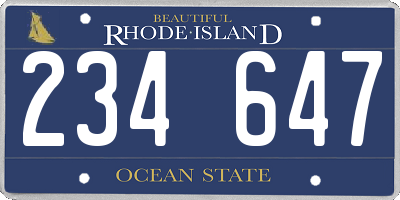 RI license plate 234647