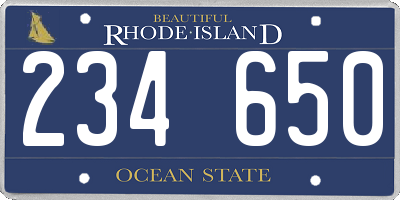 RI license plate 234650
