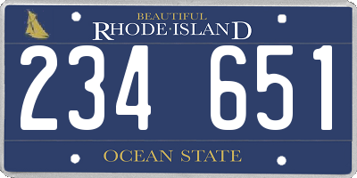 RI license plate 234651