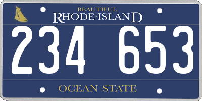 RI license plate 234653