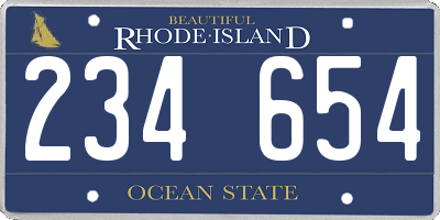 RI license plate 234654
