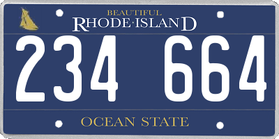 RI license plate 234664