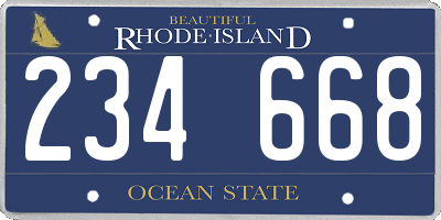 RI license plate 234668