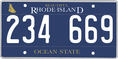 RI license plate 234669