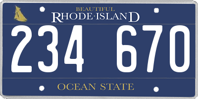 RI license plate 234670