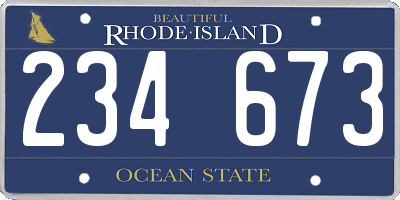 RI license plate 234673
