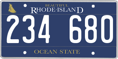 RI license plate 234680