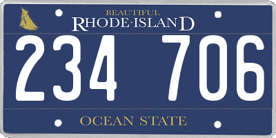 RI license plate 234706