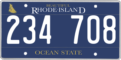 RI license plate 234708