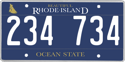 RI license plate 234734