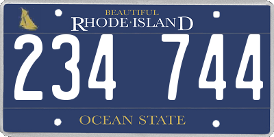 RI license plate 234744