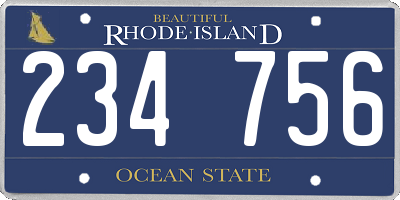 RI license plate 234756