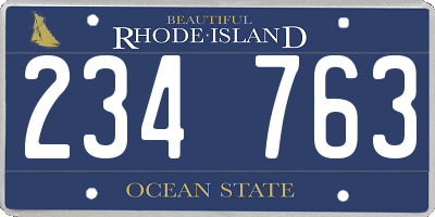 RI license plate 234763