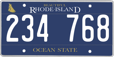 RI license plate 234768