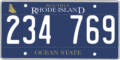 RI license plate 234769
