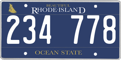 RI license plate 234778