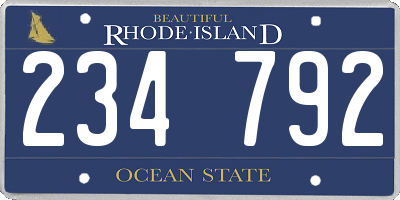 RI license plate 234792