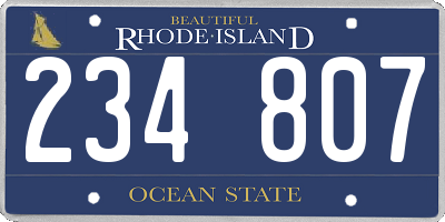 RI license plate 234807
