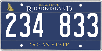 RI license plate 234833