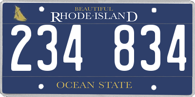 RI license plate 234834