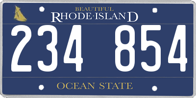 RI license plate 234854