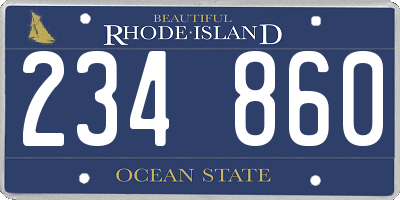 RI license plate 234860