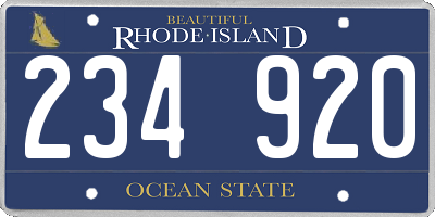 RI license plate 234920
