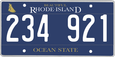 RI license plate 234921