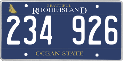 RI license plate 234926