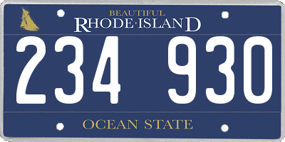 RI license plate 234930