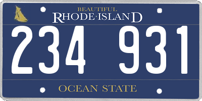 RI license plate 234931