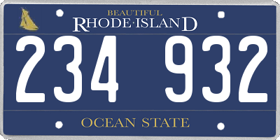 RI license plate 234932
