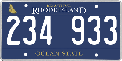 RI license plate 234933